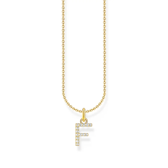 Glittrande Bokstavshalsband F Guld - Thomas Sabo - Snabb leverans & paketinslagning - Nordic Spectra