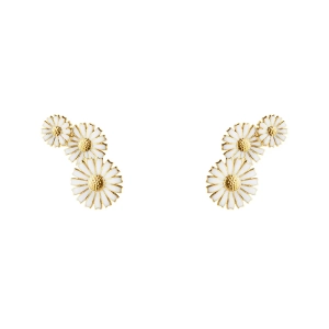 Daisy Vit Layered Örhängen Guld