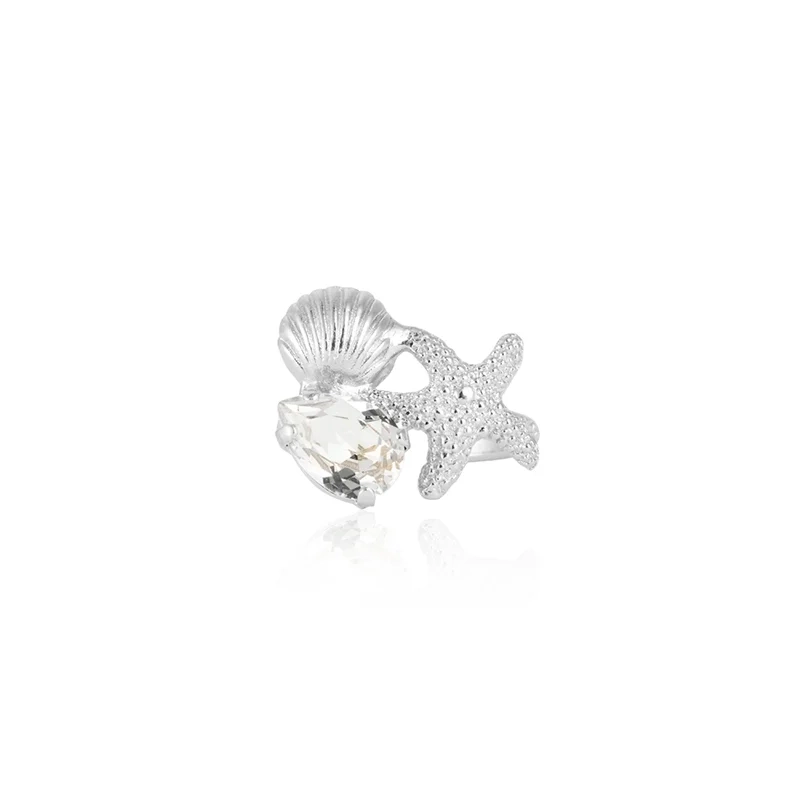 Caroline Svedbom - Seascape Ring Rhodium Crystal