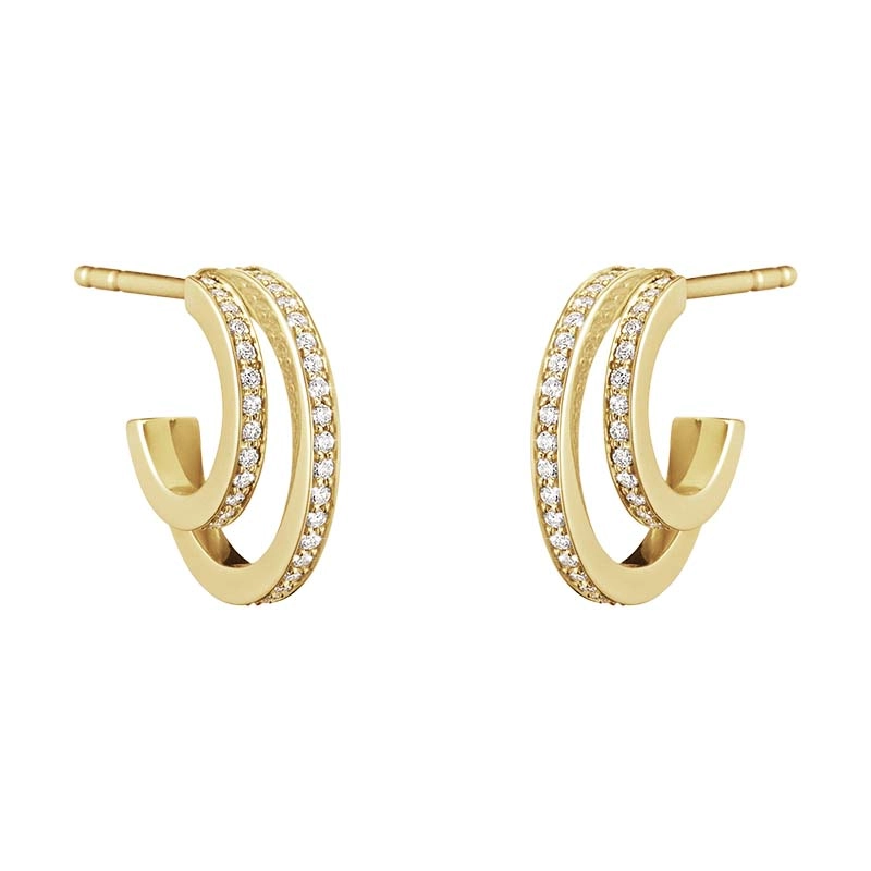 Georg Jensen - Halo Örhängen Guld med Dubbla Pavéinfattade 0.32 ct Diamanter