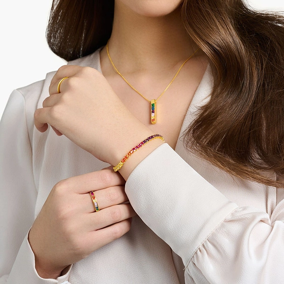 Tennis-Armband bunte Steine Gold von Thomas Sabo, Schneller Versand - Nordicspectra.de