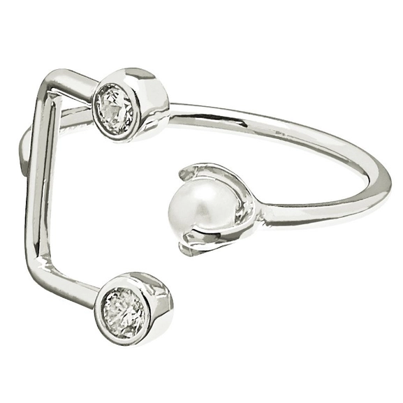 Pearl/Brilliant Double Ring Silver -CU Jewellery - Snabb frakt & paketinslagning - Nordicspectra.se