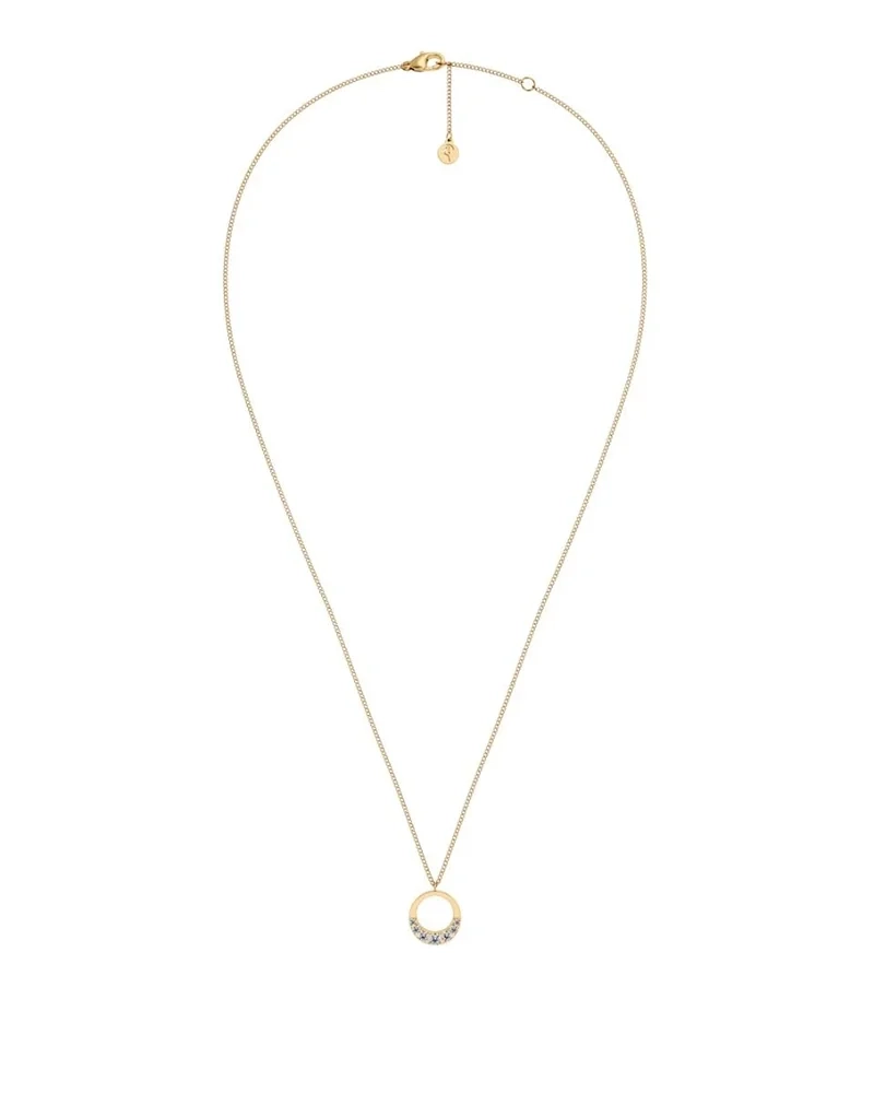 Halsband i 14K guldpläterat stål med runt hänge dekorerat med gnistrande cubic zirconia-stenar från Edblad Monarch-kollektionen.