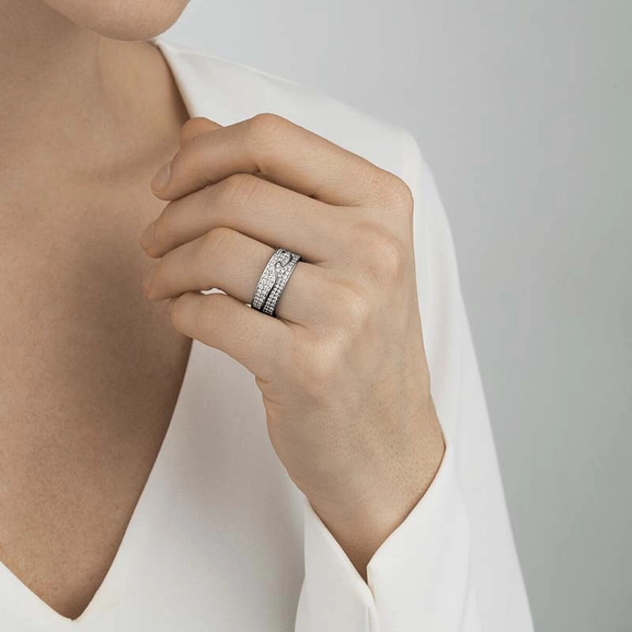 Fusion Ytterring Vitguld & Pavé Diamanter - Georg Jensen ringar - Snabb frakt & paketinslagning - Nordicspectra.se