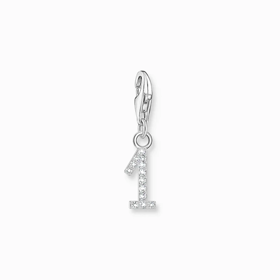 Charm-Anhänger Zahl 1 mit weißen Steinen Silber - Thomas Sabo - Nordic Spectra