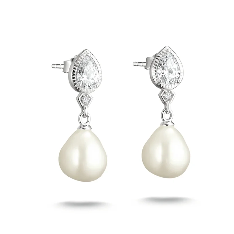 Thomas Sabo - Droppformad Pärla med Glittrande Sten Örhängen