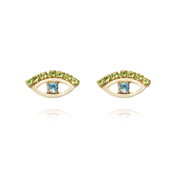 Petite Greek Eye Earrings Gold Green/Blue - Caroline Svedbom - Snabb frakt & paketinslagning - Nordic Spectra
