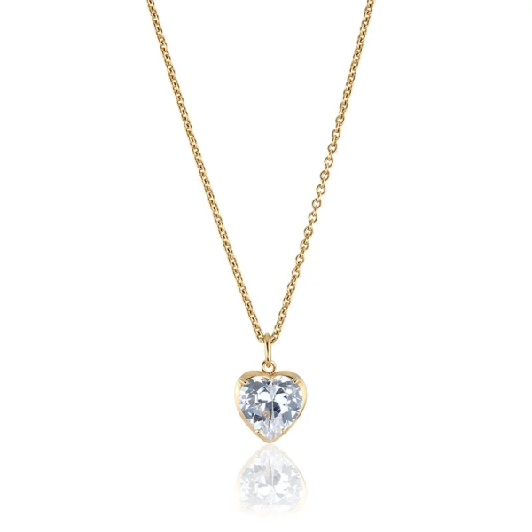 Crazy Diamond Heart Halsband Guld med cubic zirconia hjärta
