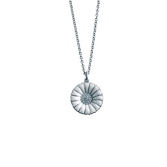 Daisy Medium Halsband Silver med Vit Emalj - Georg Jensen halsband - Snabb frakt & paketinslagning - Nordicspectra.se