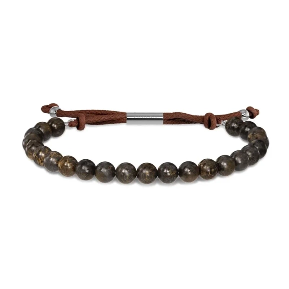 Herrarmband Avery i brun jaspis och polerat rostfritt stål med dragskospänne