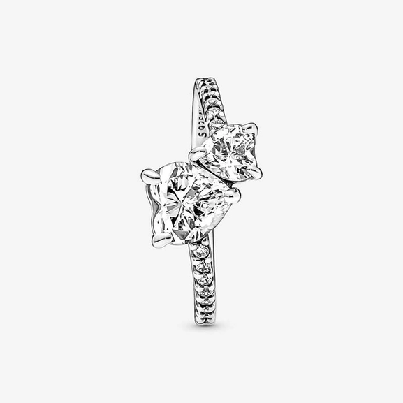 Double Heart Glittrande Ring - PANDORA - Snabb frakt & paketinslagning - Nordicspectra.se