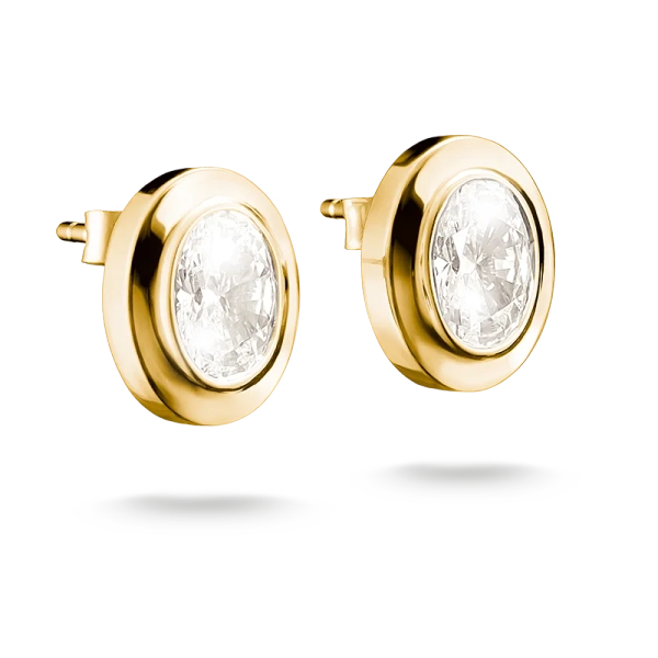 Ovala Stiftörhängen Bold Elegance Guld från Thomas Sabo i 18K guldpläterat silver med gnistrande zirkonia.
