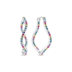 Ellera Waves X-Grande Örhängen Mix i silver med gnistrande Cubic Zirconia-stenar från Sif Jakobs