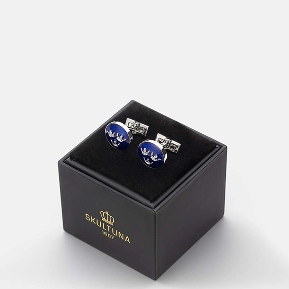 Manschettknappar Tre Kronor Silver Royal Blue - Skultuna - Snabb frakt & paketinslagning - Nordicspectra.se