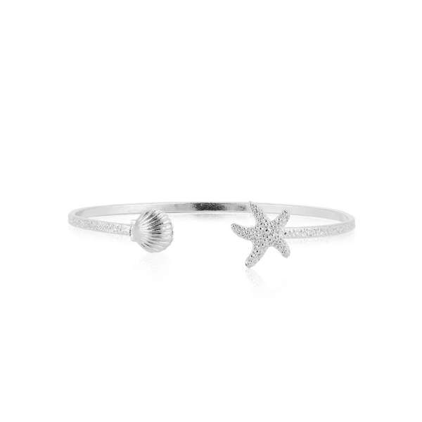 Armband i rhodiumpläterad mässing med snäcka