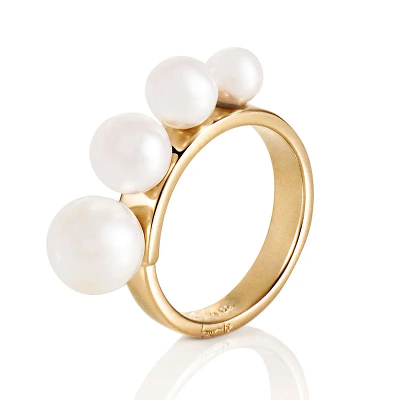 Efva Attling - Strings Of Pearls Ring Gold Plated
