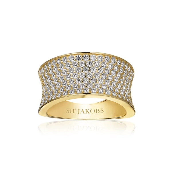 Felline Concavo Ring i 18K guldpläterat silver med gnistrande cubic zirconia