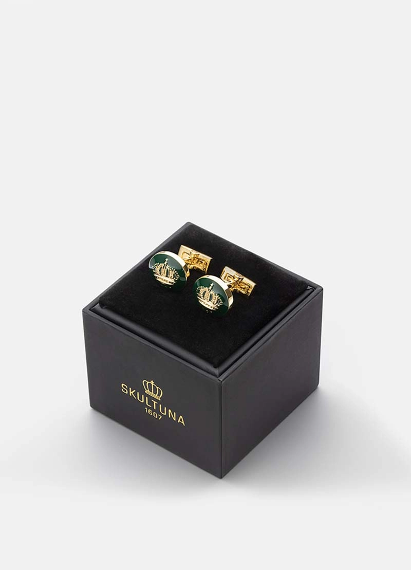 Cuff Links Crown Racing Green Gold Plated - Skultuna - Snabb frakt & paketinslagning - Nordicspectra.se