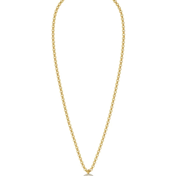 Edblad Lexie Necklace L Gold med 75 cm ärtkedja i 14K guldpläterat stål och stor pärlemorpärla som charm