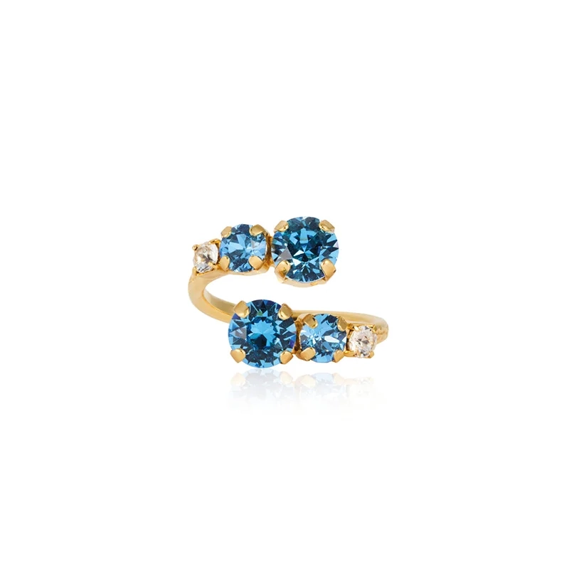 Caroline Svedbom - Halo Ring Gold Recreated Iceblue