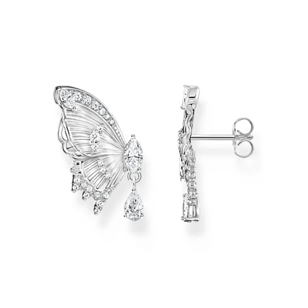 Glittrande Fjäril Örhängen i återvunnet silver med cubic zirconia