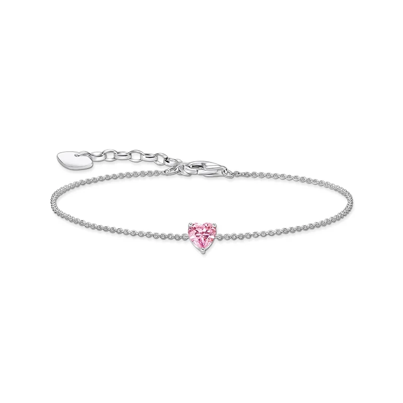 Thomas Sabo - Armband med Hjärtformad Rosa Glittrande Sten
