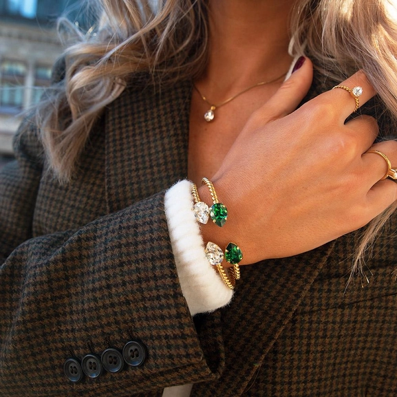 Mini Drop Bracelet Gold Dark Moss Green - Caroline Svedbom - Snabb frakt & paketinslagning - Nordicspectra.se