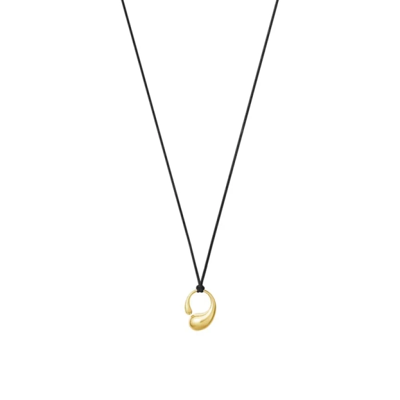 Mercy Hänge Guld Litet i 18K guld med mjuka linjer på vaxbehandlat bomullssnöre