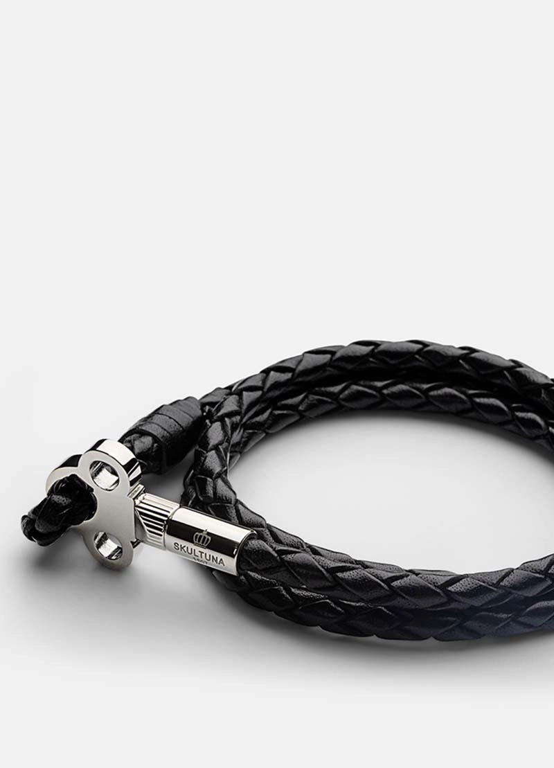 The Key Leather Bracelet Silver - Black - Skultuna - Snabb frakt & paketinslagning - Nordicspectra.se