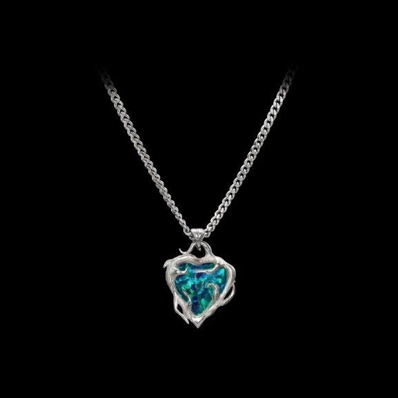 Secret Garden Necklace i silver med syntetisk opal