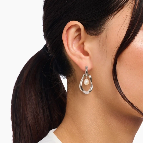 Thomas Sabo Natural Beauty creolörhängen i återvunnet silver med odlade sötvattenspärlor