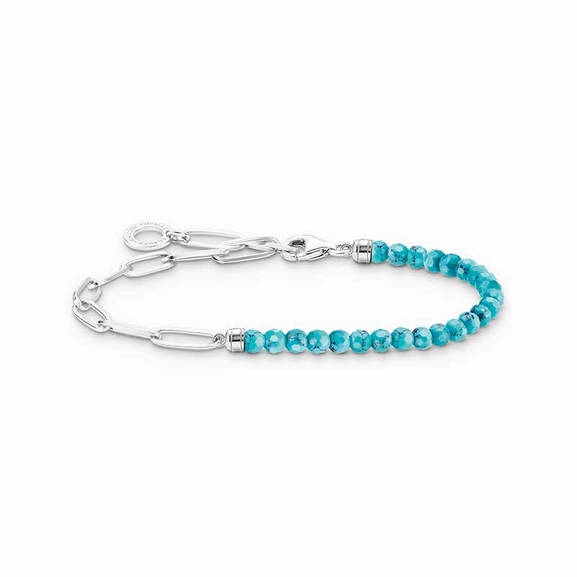 Charm bracelet with turquoise beads and chain links silver - Thomas Sabo - Suuri valikoima & ilmainen lahjapaketointi - Nordicspectra.fi