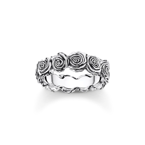 Midnight Rose Multi Ring i återvunnet mörkt silver med tredimensionella rosor