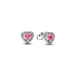 Rosa hjärtformade örhängen med stift i sterlingsilver