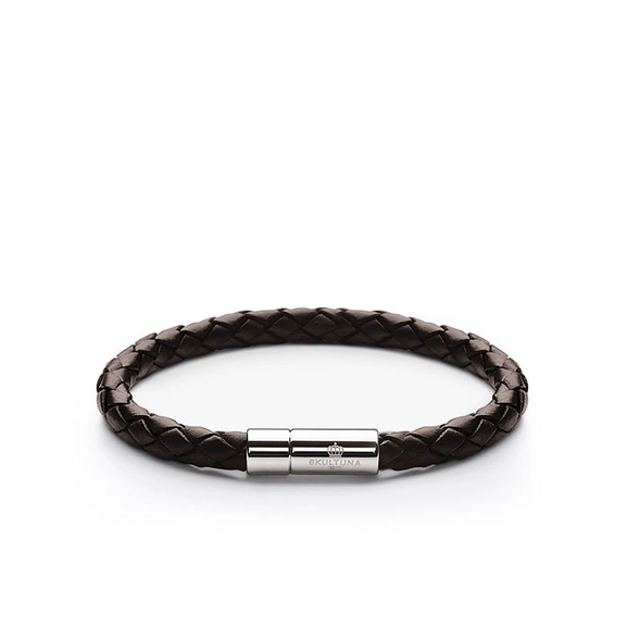 Leather Bracelet Silver - Dark Brown - Skultuna - Snabb frakt & paketinslagning - Nordicspectra.se