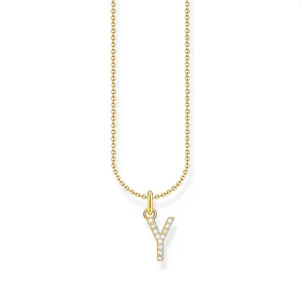 Glittrande Bokstavshalsband Y Guld - Thomas Sabo - Snabb leverans & paketinslagning - Nordic Spectra