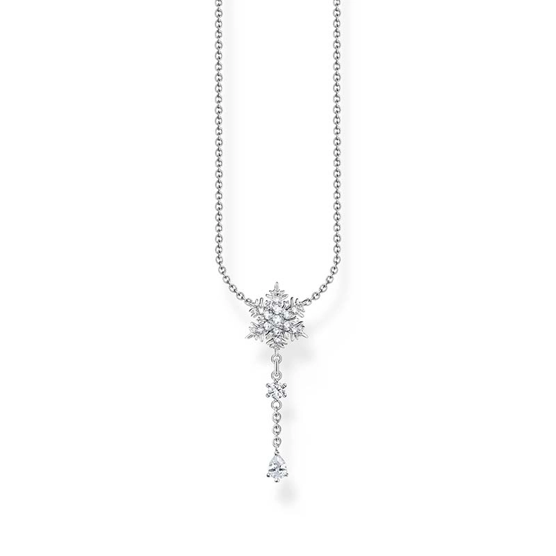 Thomas Sabo – Halsband Snöflinga Vita Stenar Silver