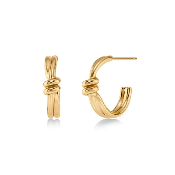 Hoops i 14K guldplätering med spiralform och oval pärlemorpärla