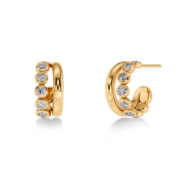 Små hoops i 14K guldplätering med två skenor