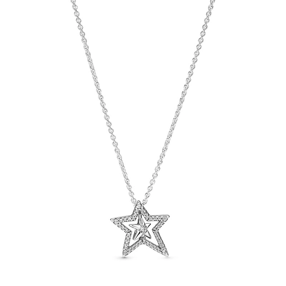 Pavé Asymmetrischer Stern Collier-Halskette von PANDORA, Schneller Versand - Nordicspectra.de