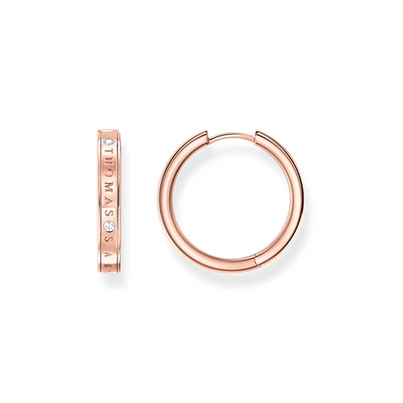 Thomas Sabo - Creolörhängen Logo Med Vita Stenar Rosé