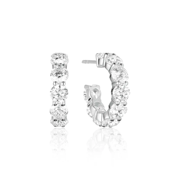 Belluno Creolo Örhängen i silver med gnistrande Cubic Zirconia-stenar från Sif Jakobs
