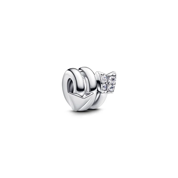 Charm „Twisted Arrow“ aus Sterlingsilber mit Zirkonia-Steinen