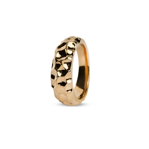 POFF Ring Guld i 18K med hamrad
