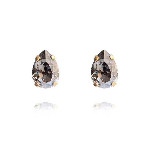 Petite Drop Stud Earrings Gold Black Diamond - Caroline Svedbom - Snabb frakt & paketinslagning - Nordicspectra.se