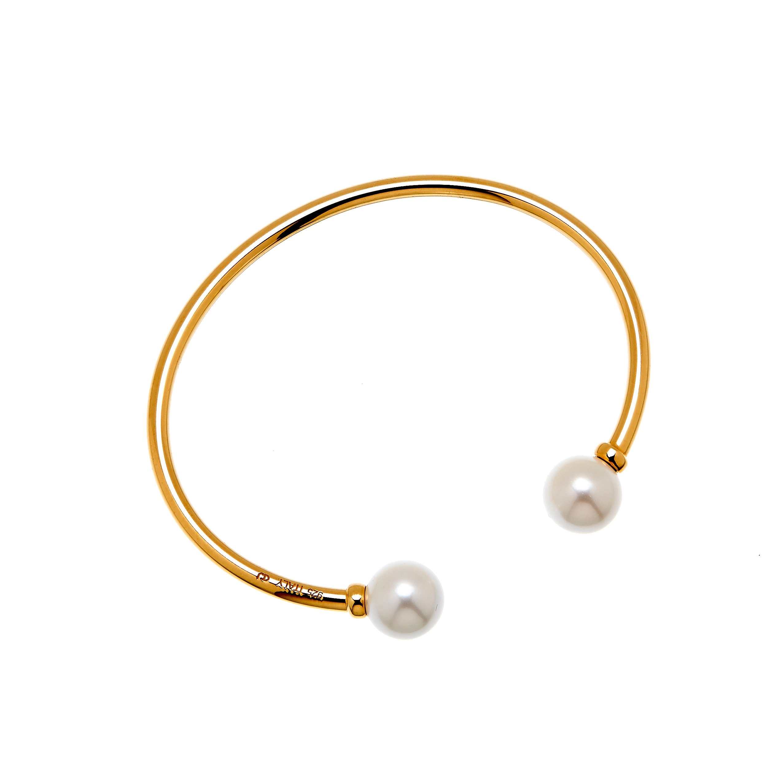 CU Jewellery - Pearl Bangle Flex Bracelet Gold