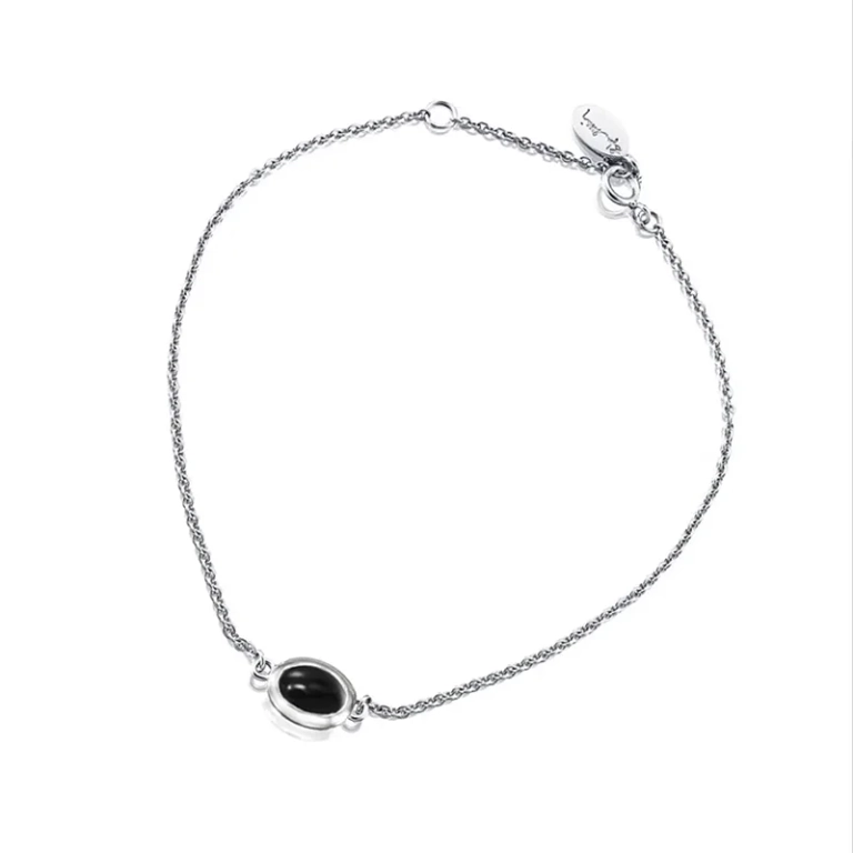 Silverarmband "Love Bead Bracelet - Onyx" med svart onyx