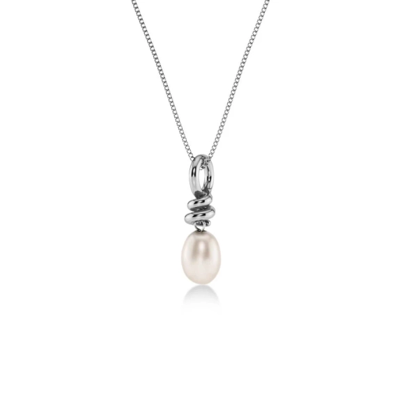 Halsband i polerat rostfritt stål med dubbel kedja och spiralform