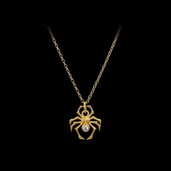 Spider Necklace Gold i 18K guldpläterat silver med månsten