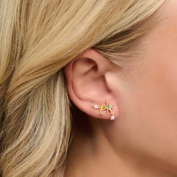 Ohrringe Ear Climber Royalty Sterne Gold von Thomas Sabo, Schneller Versand - Nordicspectra.de